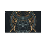 Black Samurai Mask Print Polyester Flag