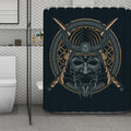 Black Samurai Mask Print Polyester Shower Curtain