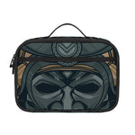 Black Samurai Mask Print Portable Lunch Bag