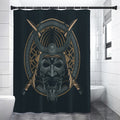 Black Samurai Mask Print Premium Shower Curtain