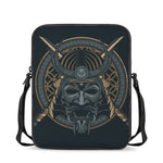 Black Samurai Mask Print Rectangular Crossbody Bag