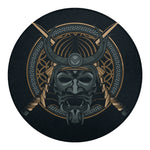 Black Samurai Mask Print Round Blanket