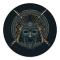 Black Samurai Mask Print Round Floor Mat