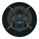 Black Samurai Mask Print Round Floor Mat