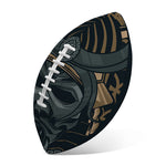 Black Samurai Mask Print Rugby Ball