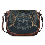 Black Samurai Mask Print Saddle Bag