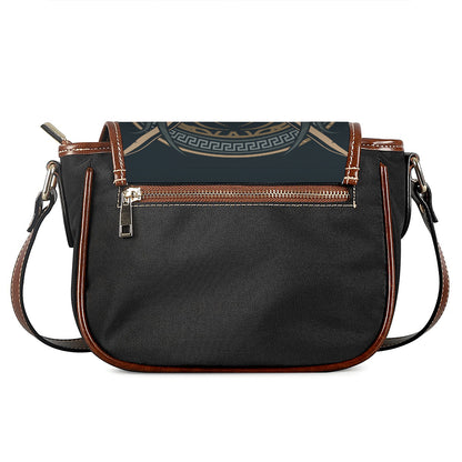 Black Samurai Mask Print Saddle Bag
