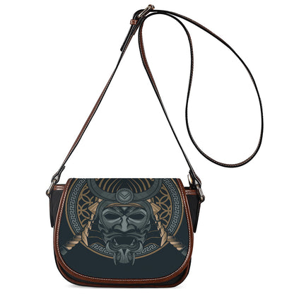 Black Samurai Mask Print Saddle Bag