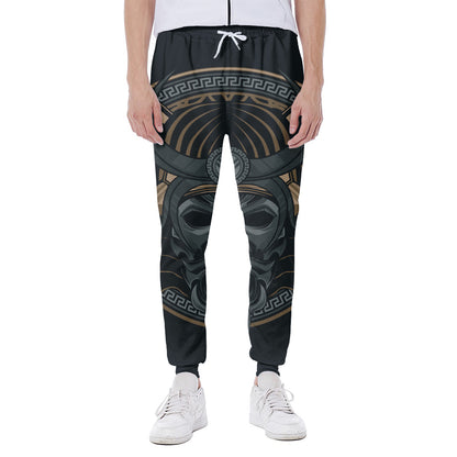Black Samurai Mask Print Scuba Joggers