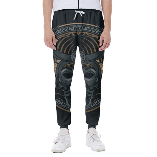 Black Samurai Mask Print Scuba Joggers