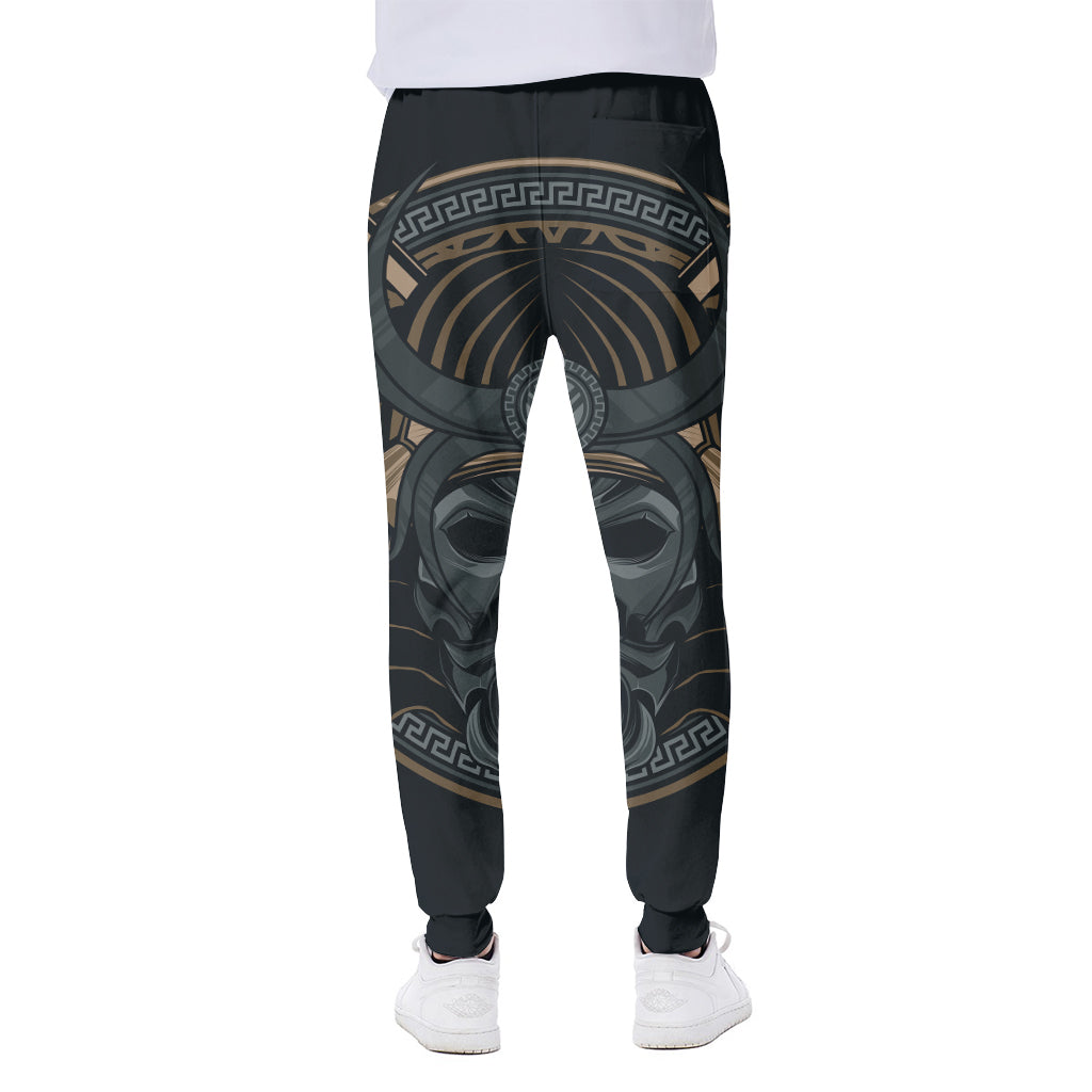 Black Samurai Mask Print Scuba Joggers