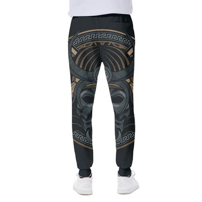 Black Samurai Mask Print Scuba Joggers