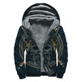 Black Samurai Mask Print Sherpa Lined Zip Up Hoodie