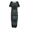 Black Samurai Mask Print Short Sleeve Long Nightdress