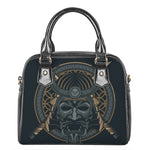 Black Samurai Mask Print Shoulder Handbag
