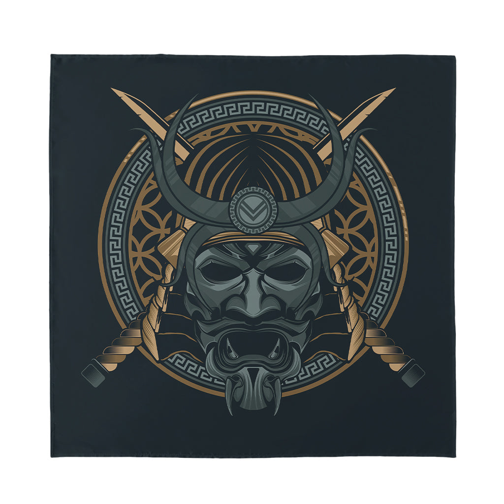 Black Samurai Mask Print Silk Bandana