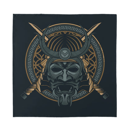 Black Samurai Mask Print Silk Bandana