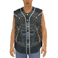 Black Samurai Mask Print Sleeveless Baseball Jersey