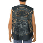 Black Samurai Mask Print Sleeveless Baseball Jersey