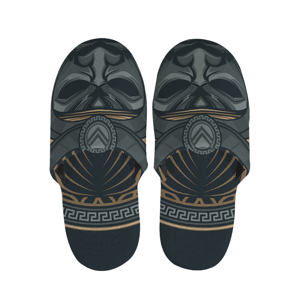 Black Samurai Mask Print Slippers