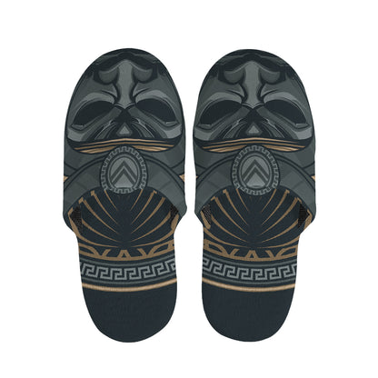 Black Samurai Mask Print Slippers