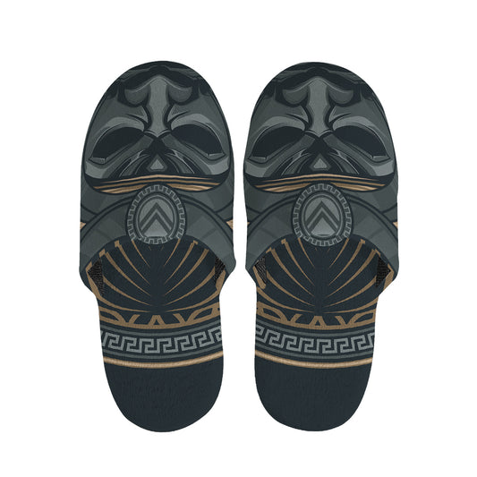 Black Samurai Mask Print Slippers