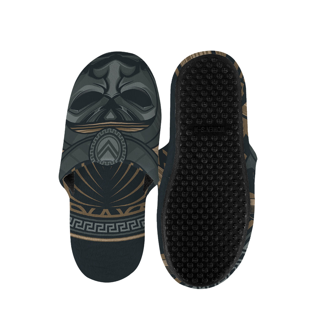 Black Samurai Mask Print Slippers