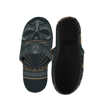 Black Samurai Mask Print Slippers