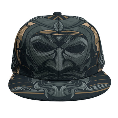 Black Samurai Mask Print Snapback Cap
