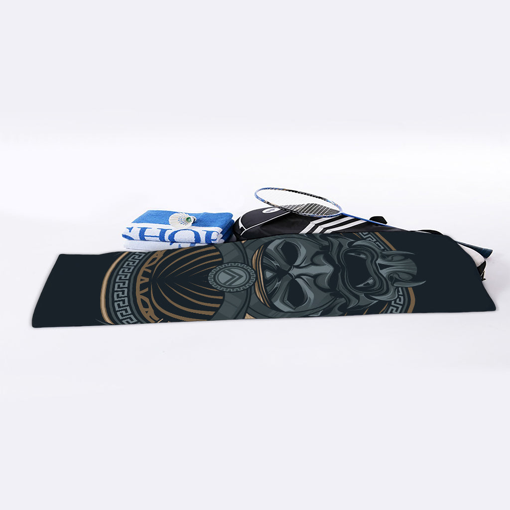 Black Samurai Mask Print Sports Towel