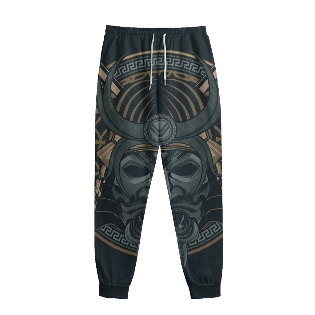 Black Samurai Mask Print Sweatpants