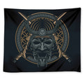 Black Samurai Mask Print Tapestry