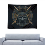 Black Samurai Mask Print Tapestry