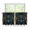 Black Samurai Mask Print Tier Curtains