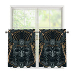 Black Samurai Mask Print Tier Curtains