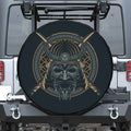 Black Samurai Mask Print Tire Cover