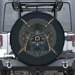 Black Samurai Mask Print Tire Cover With Camera Hole