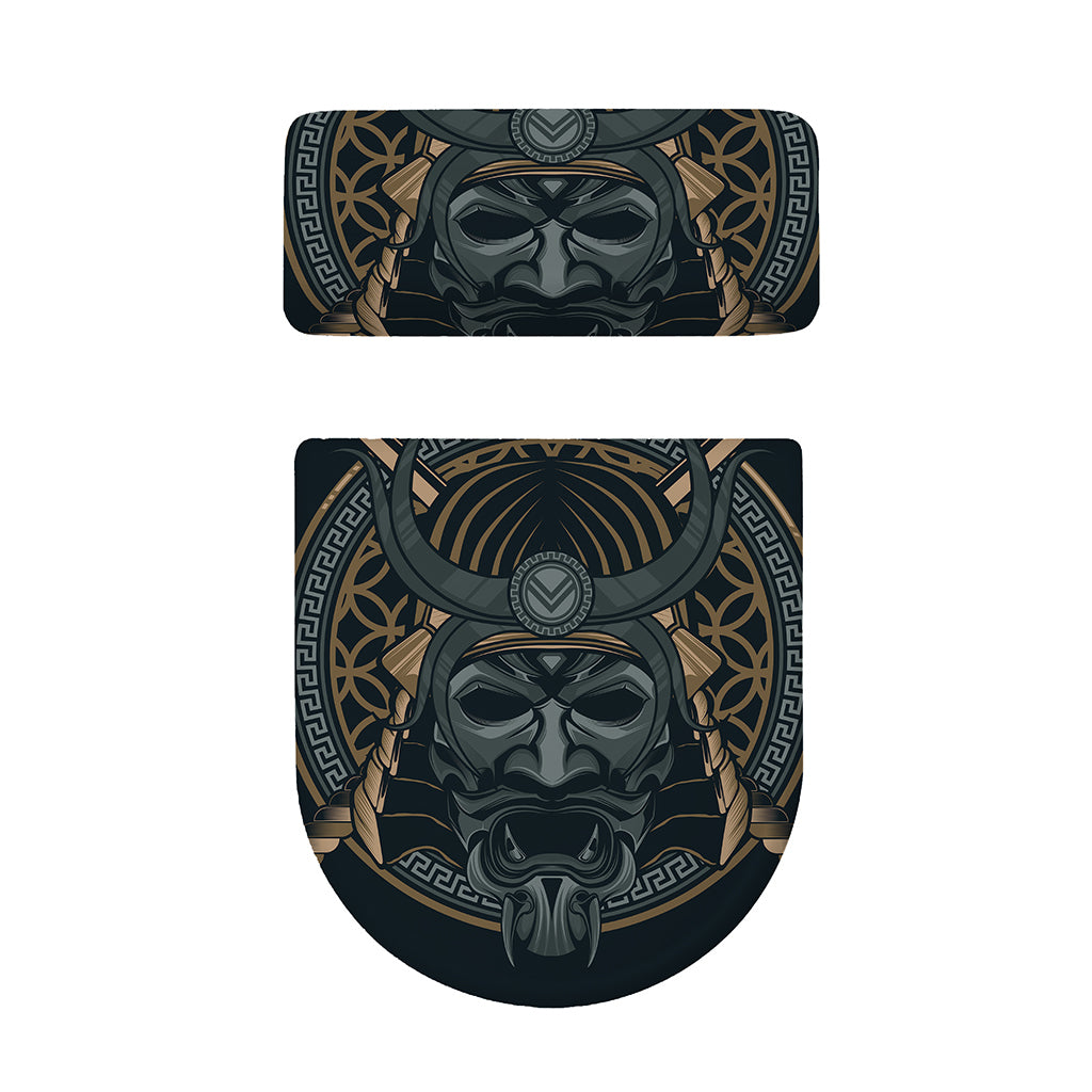 Black Samurai Mask Print Toilet Lid And Tank Cover Set
