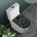 Black Samurai Mask Print Toilet Lid Cover