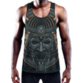 Black Samurai Mask Print Men's Workout Tank Top