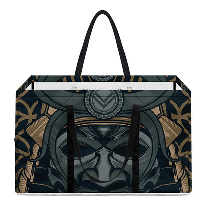 Black Samurai Mask Print Utility Tote Bag