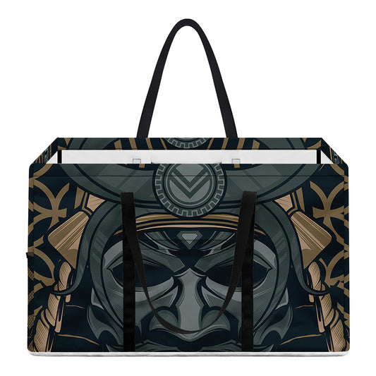 Black Samurai Mask Print Utility Tote Bag