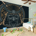 Black Samurai Mask Print Wall Sticker