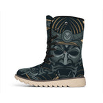 Black Samurai Mask Print Winter Boots