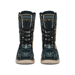 Black Samurai Mask Print Winter Boots