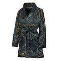 Black Samurai Mask Print Women's Bathrobe