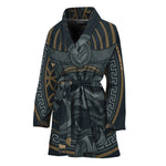Black Samurai Mask Print Women's Bathrobe