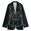 Black Samurai Mask Print Women's Blazer