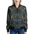 Black Samurai Mask Print Women's Bomber Jacket