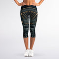 Black Samurai Mask Print Women's Capri Leggings